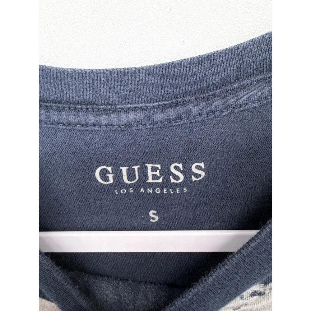 Guess Mens T-Shirt Navy Blue Skull Floral Graphic Collage Small - Picture 4 of 4